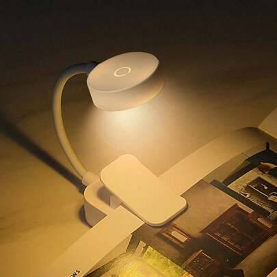 LED mini skrivbordslampa med klämma, boklampa, flerfärgat mjukt ljus med ögonskydd, för sovsal, sovrum, kontor, läsning, bärbar kompakt läslampa för s (Batterityp,Laddningsbar modell)