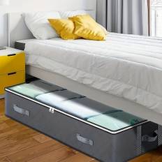 TEMU 1pc Large Rectangular Under Bed Storage Bag With Handle, Grey, Waterproof, Clothes Organizer Box For Bedroom Decor, Box,cabinet,rack For Outdoor Storage