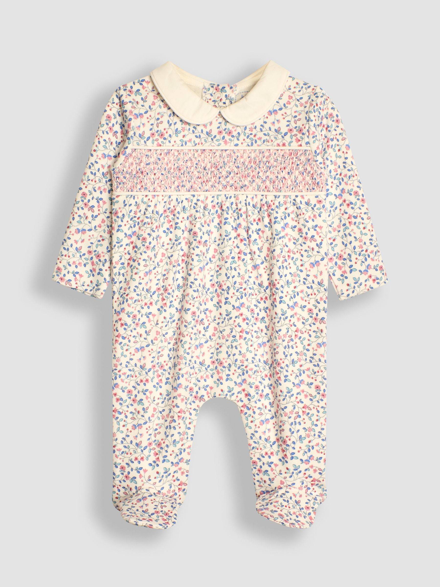 Jojo Maman Bébé JoJo Maman Bébé Ganska Smocked Sleepsuit