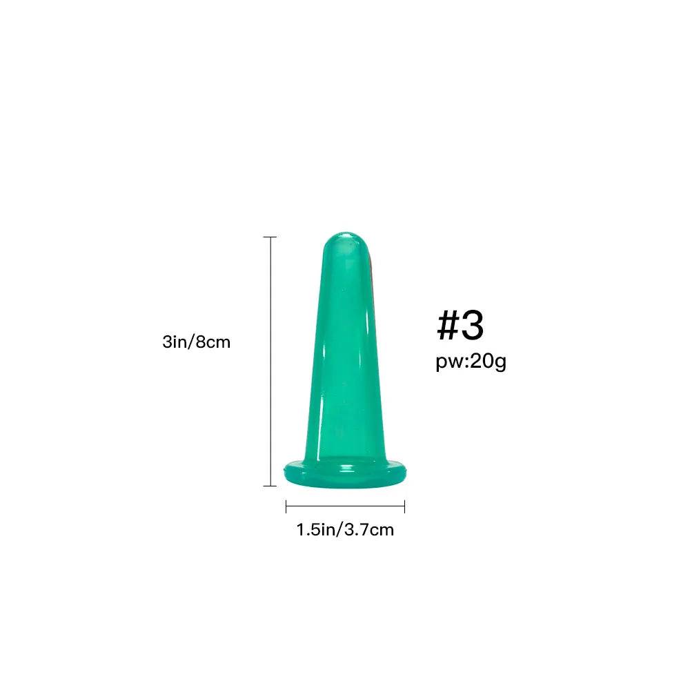 Silicone Vacuum Cupping Massage Jars Anti Cellulite - Green-3