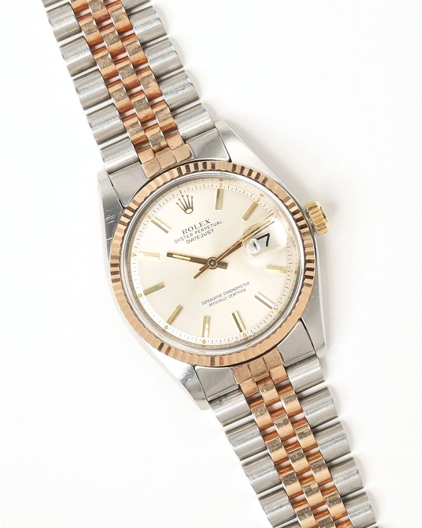 Rolex Datejust 36mm Ref 1601 Rare Rose Gold Two-Tone Watch - Silver (36 cm)