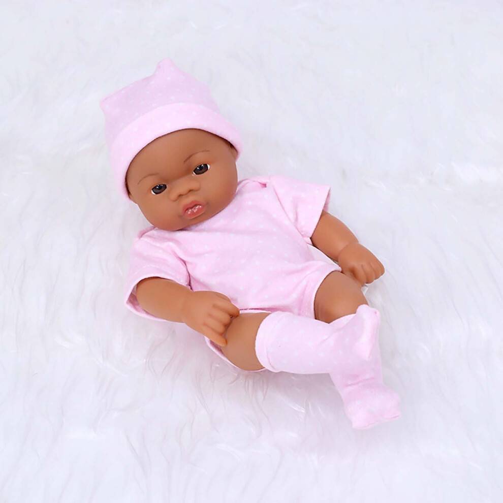 Realistiske afroamerikanske babydukker 7,5", blød vinylkrop og sweater, brun hud, fantasilegetøj til alderen 3+ (kompatibel med Reborn-dukker)