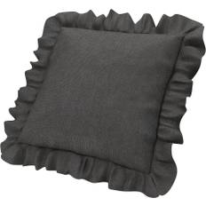 Cushion cover with ruffles, Espresso, Linen - Bemz