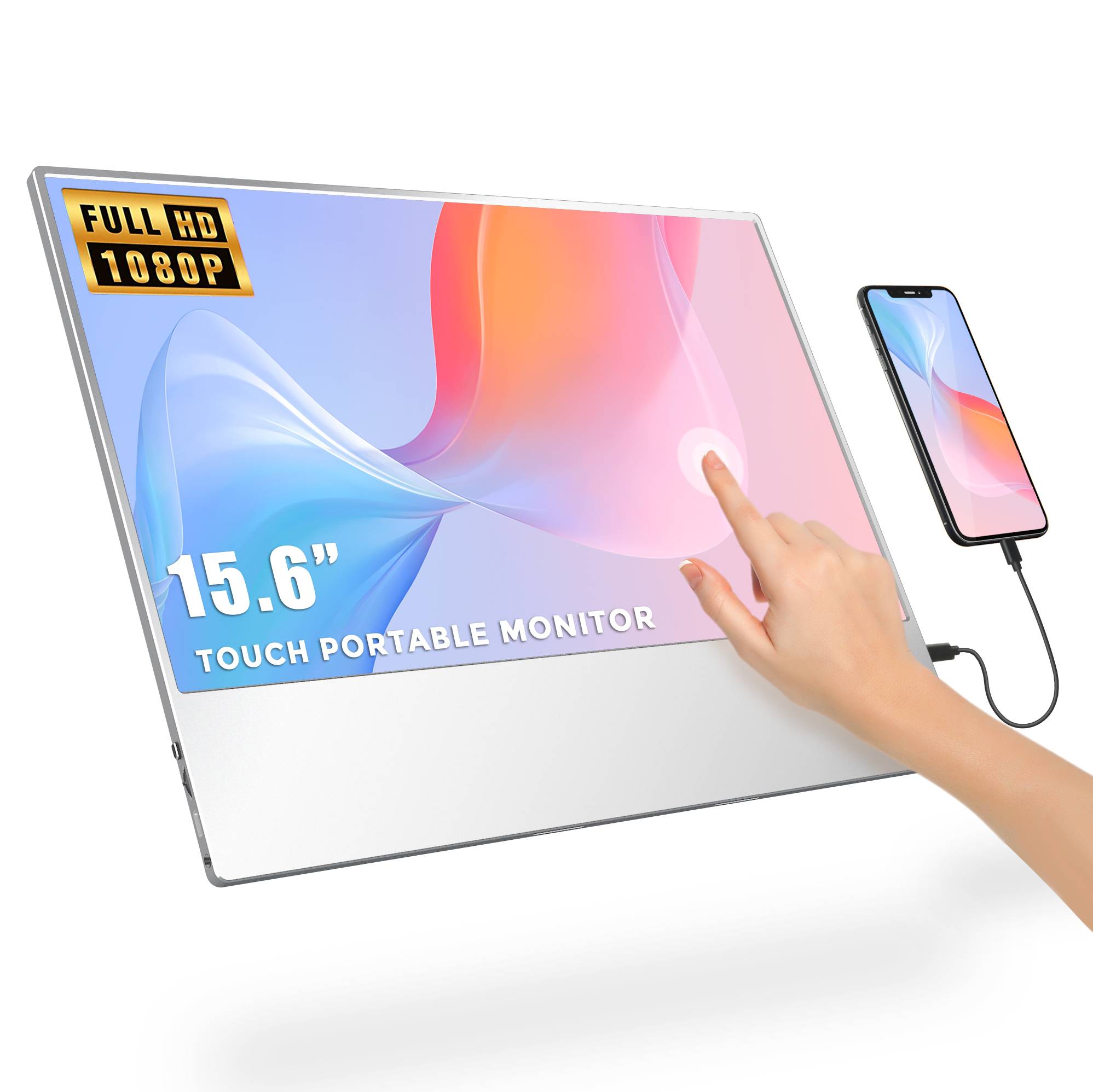SIBOLAN 4mm Ultra-Narrow Bezel Ultra-Thin Slim Unibody Design 15.6 inch 1080p On-Cell Touch mini HD Portable Monitor support ODM