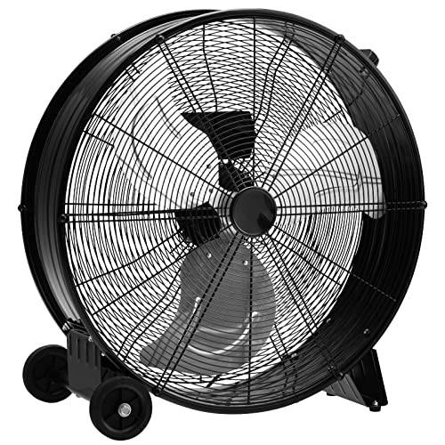 COSTWAY Φ65 cm trumfläkt industriell, golvfläkt med hjul, 3 nivåer fläkt vindmaskin stativfläktar för lager, växthus, verkstad, terrass och källare