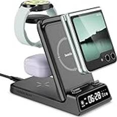 SwanScout Trådlös Laddare för Samsung Z Flip 6/Watch Ultra,703F, 3 in 1 Wireless Charger för Samsung Galaxy Z Flip 6 5/4/3/2/1, Galaxy Watch 7/6/5/5 Pro/4/3, Galaxy Buds 3 Pro/Buds 3 (No Adapter)