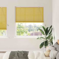 vidaXL Vindues Blinds & Shades med gardiner Gul Bambus
