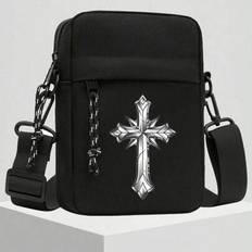 Cross Element Small Messenger Bag Axel Mini Liten Axelväska Messenger Liten Ryggsäck Lätt Pojkar och Flickor Messenger Bag Multifunktionell Vattentät - Svart (En-Storlek)