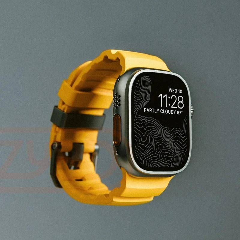 NYTT Sport Silikonarmband För Apple Watch Ultra 3 11 10 9 8 7 6 SE3 Titan Metallarmband Rem För iWatch 42mm 44 45 46mm 49mm
