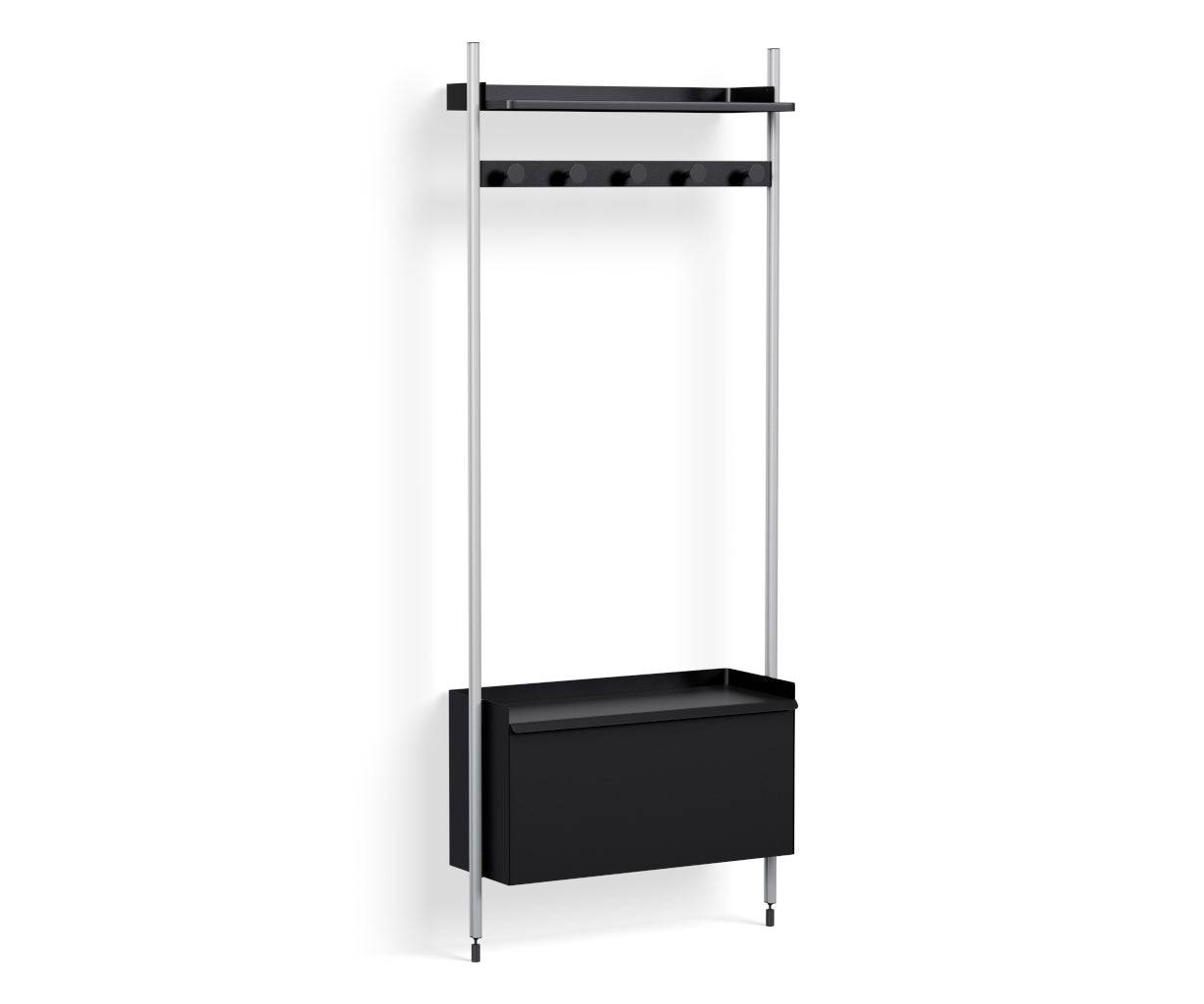HAY Pier System - 1061 1 Column - Black Steel - Clear Anodised
