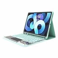 Tangentbord Fodral För Ipad Air 5/4 Generationen 10,9 Tum 2020/2022, Tangentbord Multi Touch Styrplatta,7-färgad Bakgrundsbelysta ， Slim Smart Cover Löstagbar Bluetooth-tangentbord(Green)