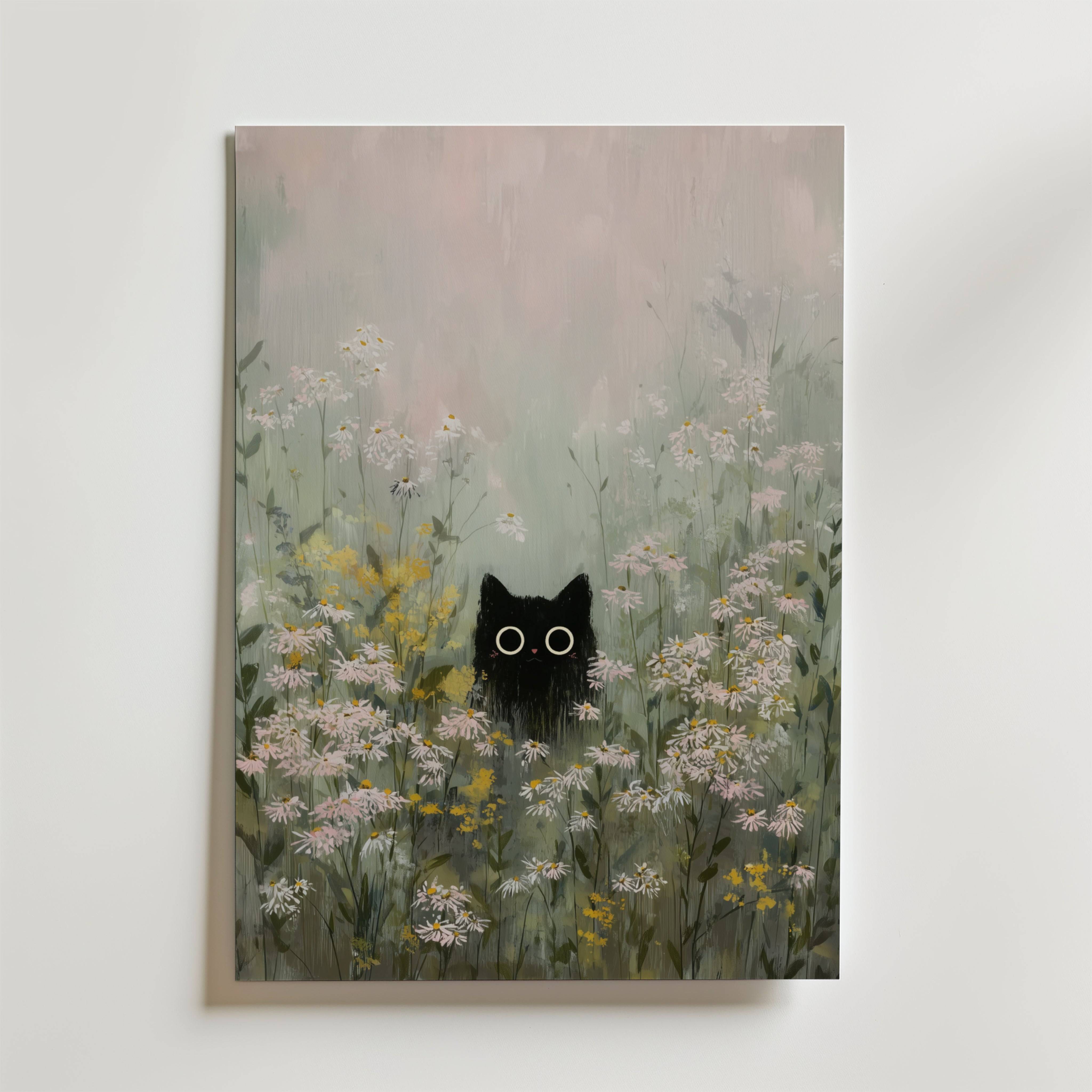 Silent Meadow Cat Poster - Fine Art Poster 40x50 cm Utan passepartout