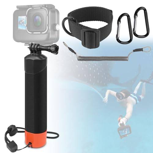 TUZHE simmare handtag, actionkamera tillbehör handlare för Go Pro Hero 12/11/10/9/8/7/6/5/4/3, undervattenshandtag med säkerhetsbälte och armrem