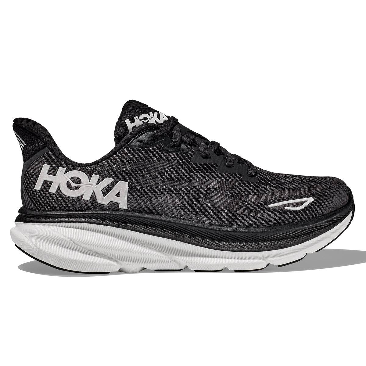 Hoka Clifton 9 Womens | Black / White - Black / Wide / 8.5