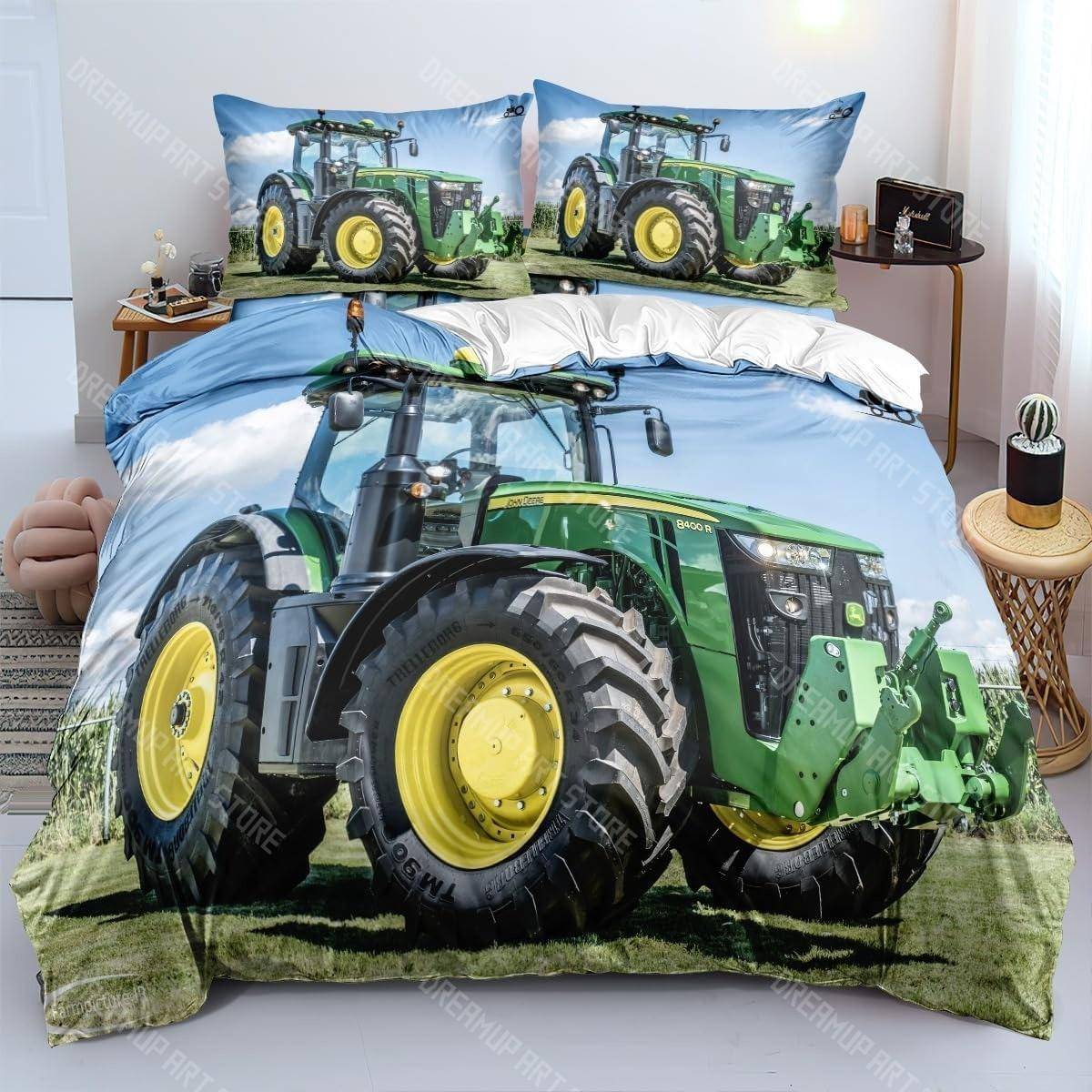 3D-tryck Traktor Sängklädesset Pojkar Traktorer Påslakanset med Örngott Hometextil Dubbel Full Queen King Barnpresent 140x200cm
