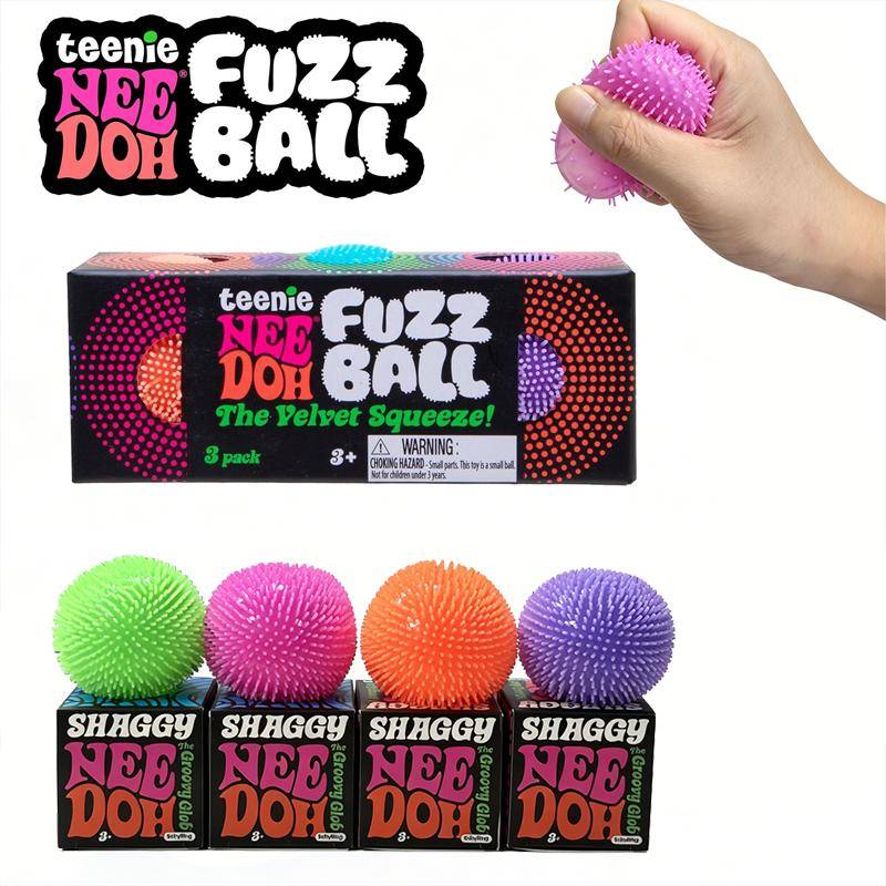 Needoh Teenie Fuzz Ball 3 st Sammet Luddig Kläm Sensorisk Leksak Fickficka Maltos Stress Långsam Återhämtning Ångestlindring Fidget Leksak Gåva