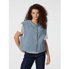 Neo Noir Mariko Teddy Vest Kvinde Smoke Blue Veste Str 36 - hos Magasin