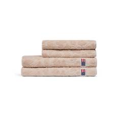 Lexington Velour jacquard handduk med lövmönster, ljusbeige