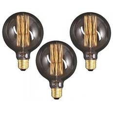 Vintage glödlampor E27 G125 40W "Edison" 250lm, 2500K varmt gulaktigt ljus, 3st stora, rökt glas