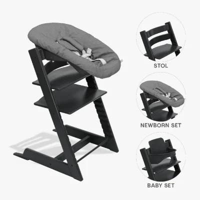Tripp Trapp® Højstol Black + Babyset Black+ Newborn Set Antracite