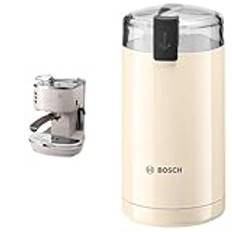 De’Longhi Icona Vintage ECOV311.BG Kaffemaskin, Beige, 25.5 x 29 x 31.5 cm,  220 volt & Bosch TSM6A017C Kaffekvarn, Kräm