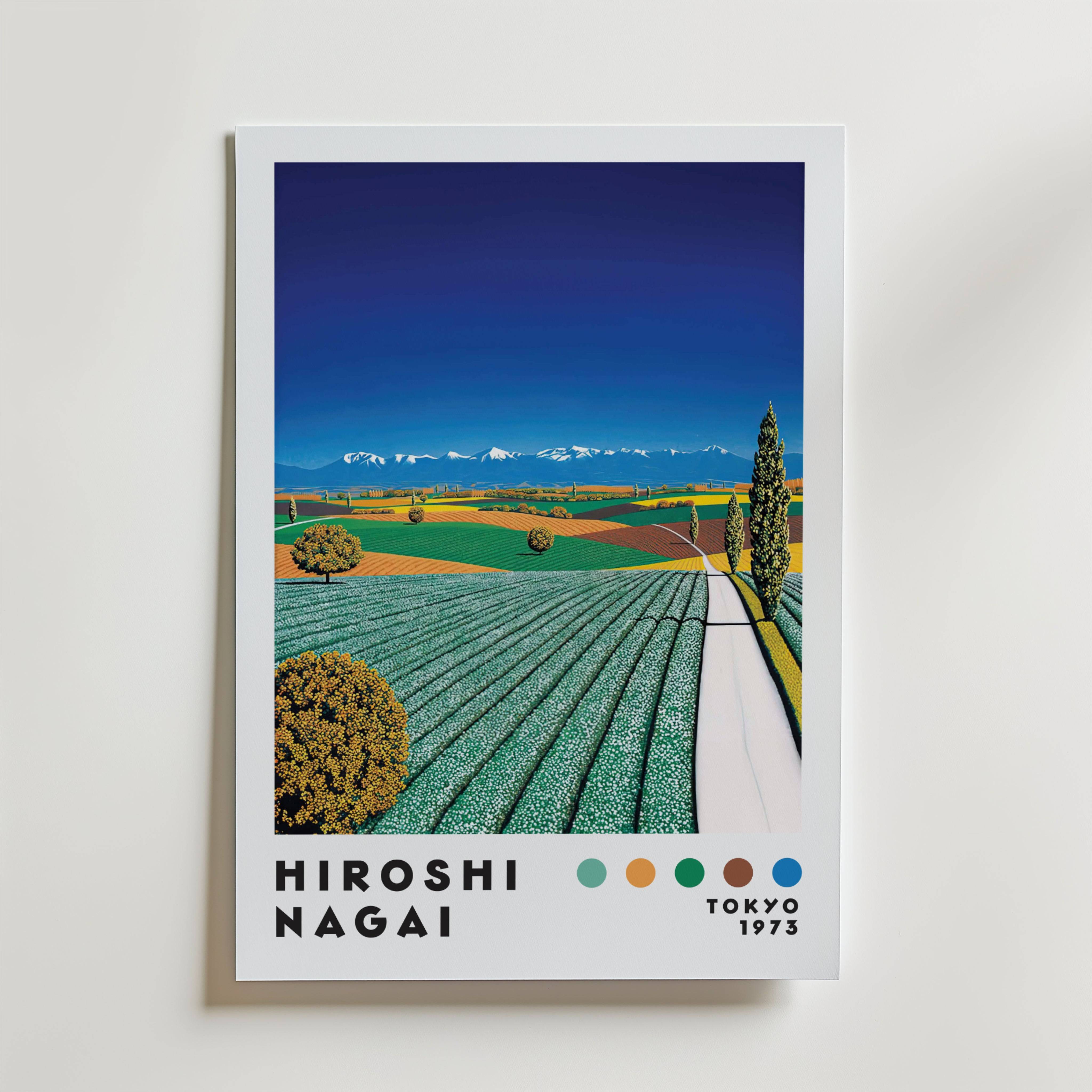 Hiroshi Nagai Painted Fields Poster - Fine Art Poster 70x100 cm Med passepartout