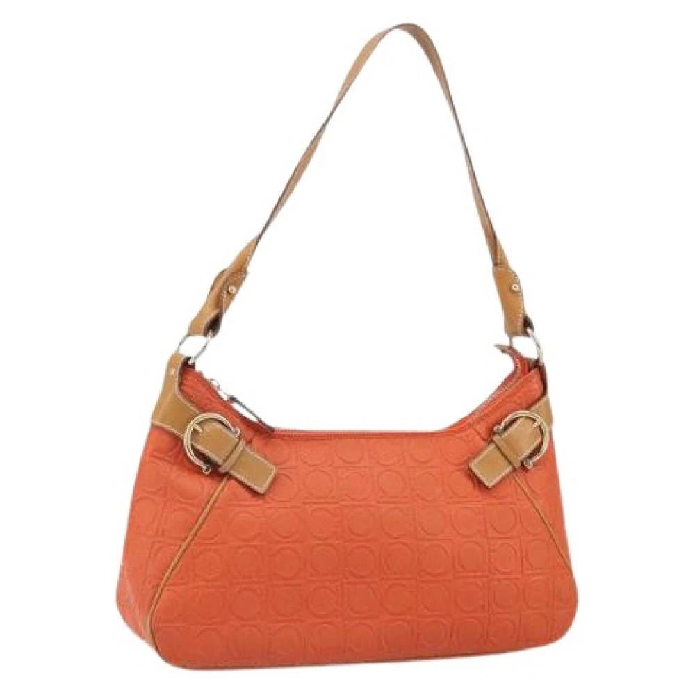 Salvatore Ferragamo Pre-owned Pre-owned Leather Shoulder Bag - Vintage - Dame - Orange - ONE SIZE - Uld