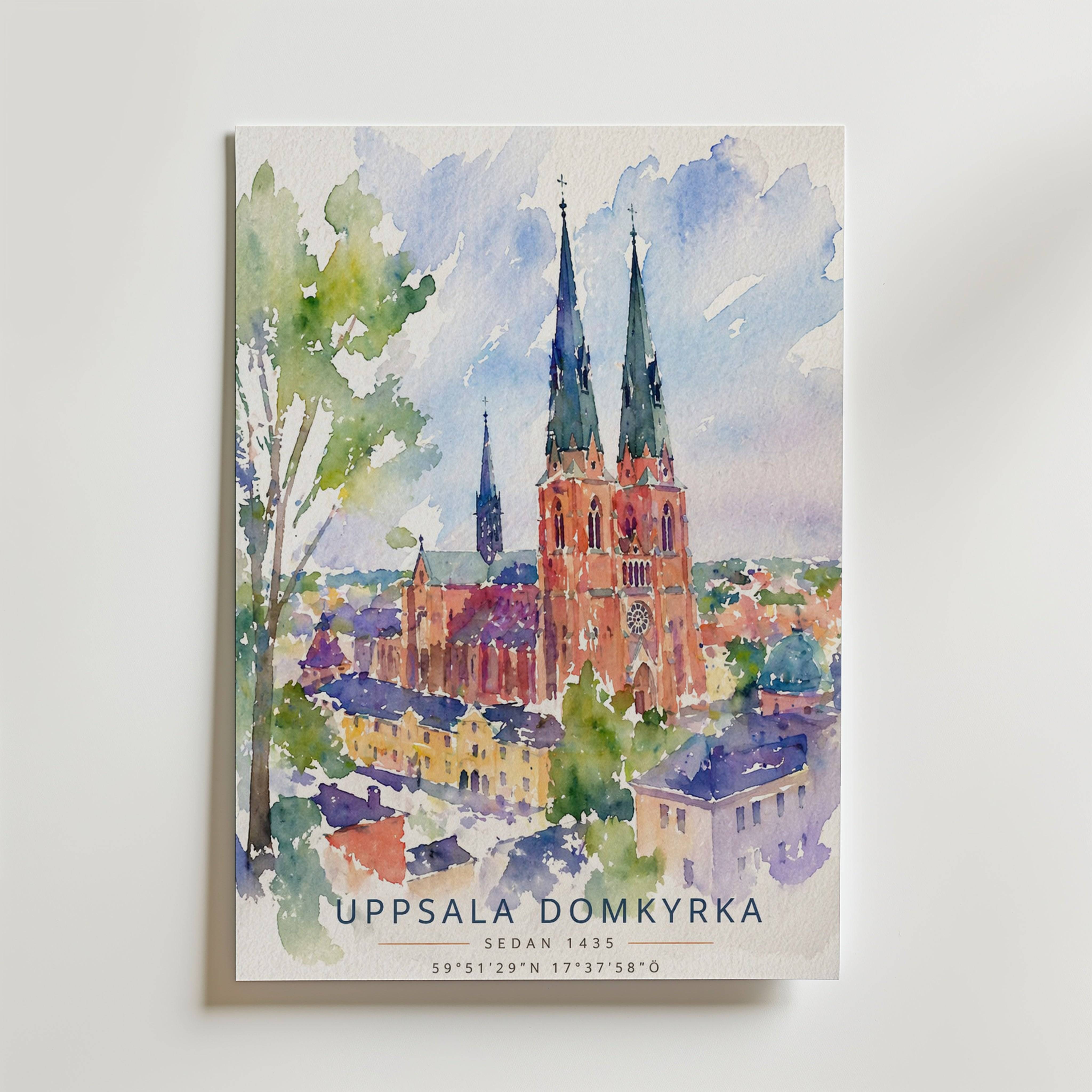 Uppsala Domkyrka Poster - Premium Canvas 50x70 cm