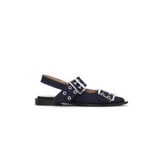 Ganni S2797 Feminine Buckle Ballerina Denim
