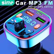 Trådlös Ringer Bil MP3 BT FM Sändare Trådlös Dubbel USB-typ C Snabb Laddare MP3 Handsfree Ljud Spelare Bil Utrustning Bil Tillbehör Multifunktionell F - Svart (En-Storlek)