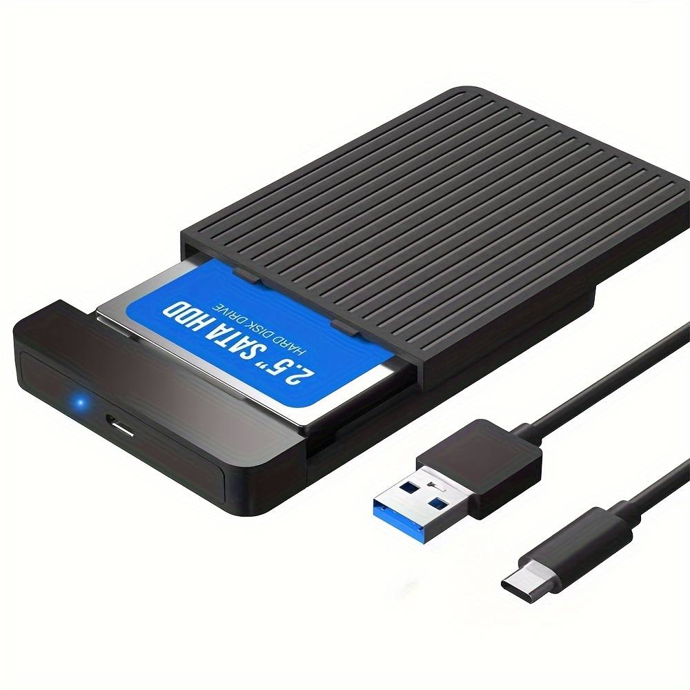 TEMU 6.35cm Usb3.0 3.1 Hard Drive Case External For Enclosure Usb To Sata Hard Pocket For Hdd 2.5 Ssd Notebook Adapter(hard Disk Not Included)