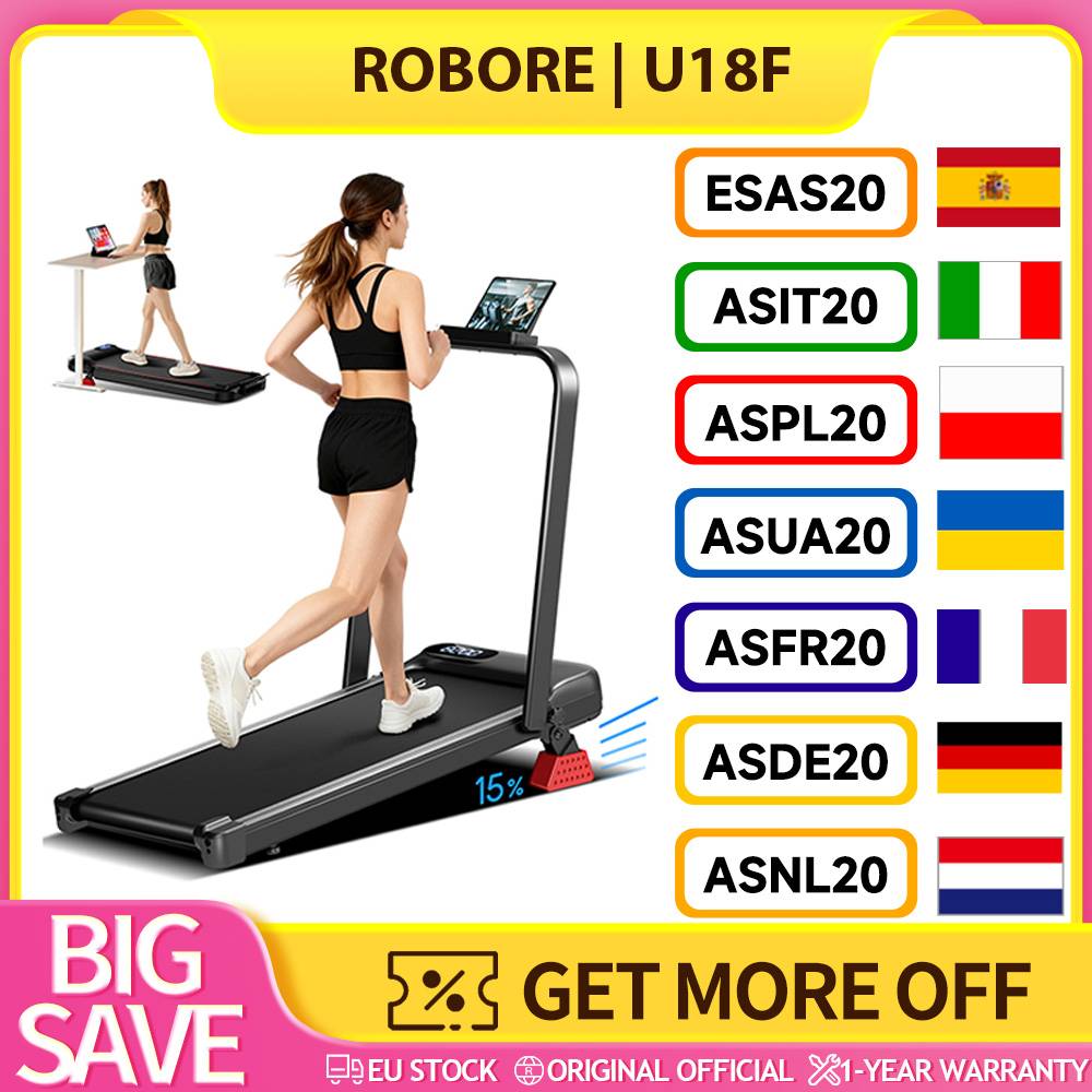 ROBORE U18F Treadmill with 15% Incline, 10.5km/h Max Speed, 2.5HP Motor, 3 Incline Levels, 136kg Capacity, LED Display, Low Noise, for Home & Office, Protect Your Joints, Upgraded Quiet Motor, Triple