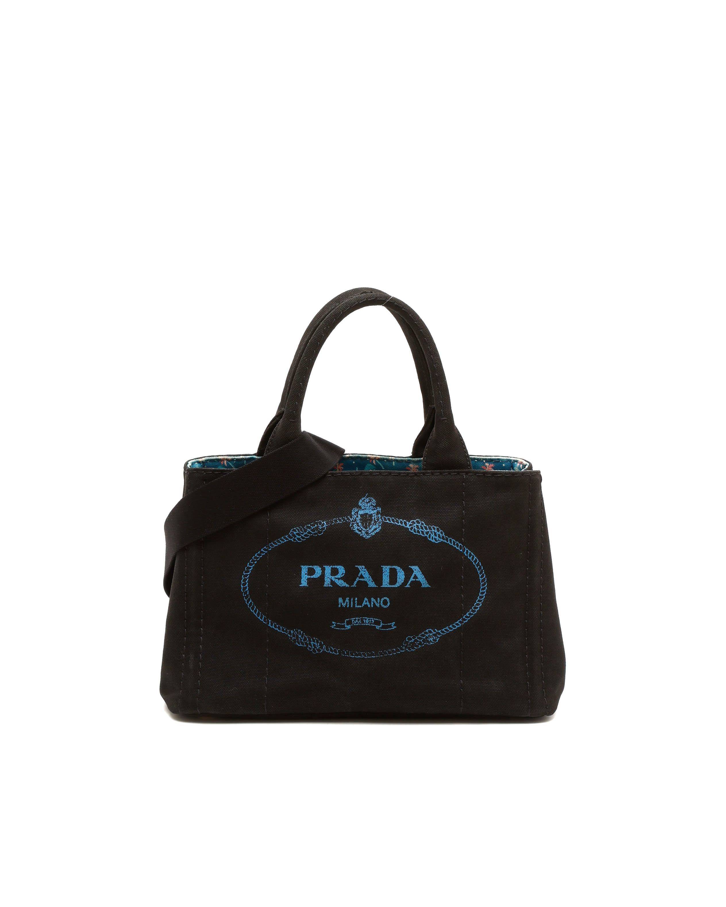 Prada Small Canapa Tote Bag - Black (One Size)
