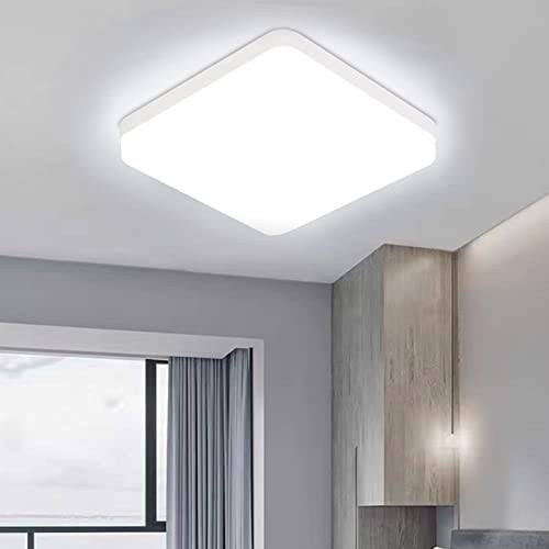 Eyesgood LED-taklampa 36 W badrumsbelysning tak kök vattentät IP65 3240 lm kall vit fyrkantig 6 500 K LED smal taklampa för badrum, kök, korridor, utomhus ultratunn Ø230 x H40 mm