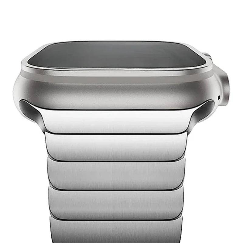 Titanfärgad rostfritt stålrem för Apple Watch Band Ultra2 46mm 49mm 45mm 44mm 42mm 41 40mm 38mm länkarmband iWatch S10 9 8 7 6 SE gyllene