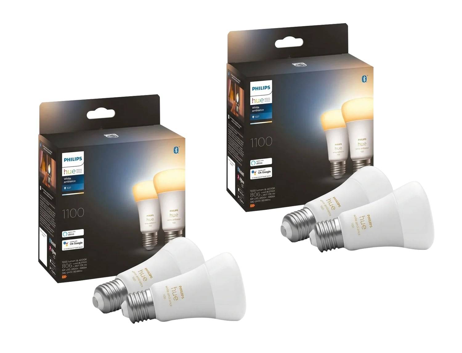 Philips Hue White Ambiance E27 A60 2x2 Pack Bundle