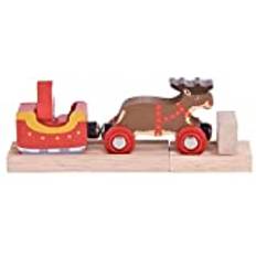 Bigjigs Rail Santa Sleigh with Reindeer Toy Train - Bigjigs Train for Christmas Train Sets , Quality Wooden Train Track Accessories , Bigjigs Train Accessories
