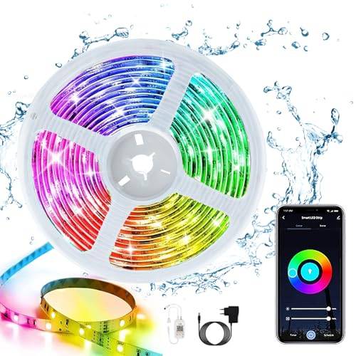 CILIENG IP65 vattentät silikon LED-remsa 5M, Smart RGB-LED-remsa med fjärrkontroll och app, Neon LED-band musiksynkronisering, LED-ljusband för hem, fest, kök