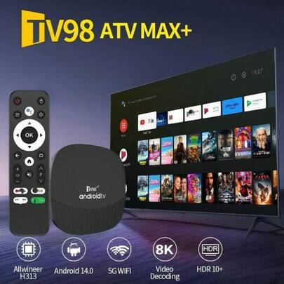 Android 14 TV-box 64 GB Android H313 WiFi 6 4G/5G 8K 4K AV1 Full HD Smart mediaspelare, röststyrning, OTA, IPTV-set-top-box