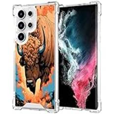 CHUANSHI Genomskinligt fodral till Samsung Galaxy S24 S23 S23+ S22 S22+ S21 S21+ S20 S20+ S10 S10+ S9 S9+S8 S7 edge Plus Ultra FE S10e 4G/5G Buffalo-BT1 halkfri fyra hörnstötfångare