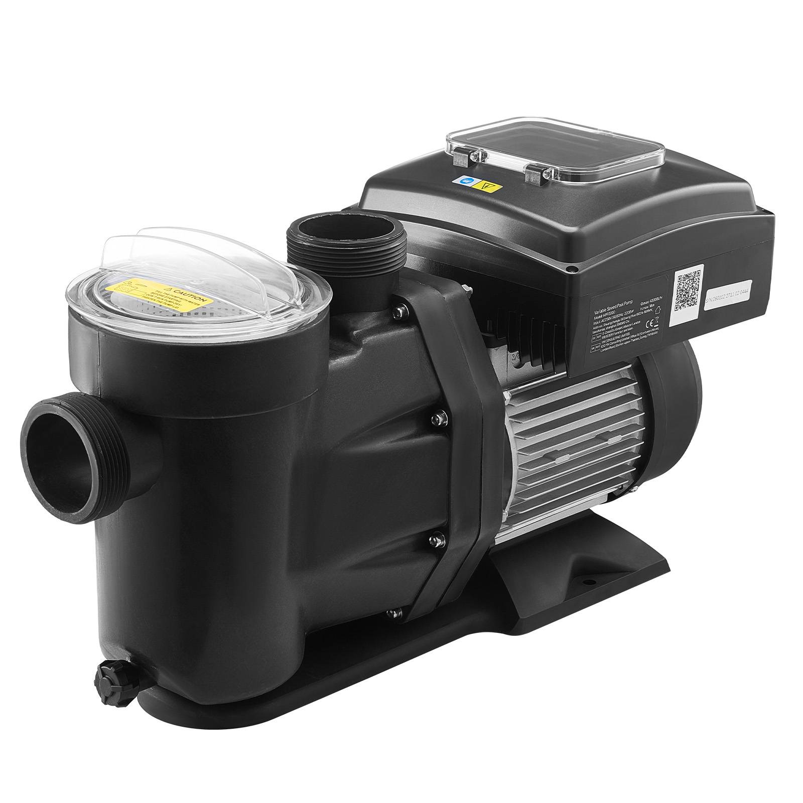 SucceBuy 1.5/2/3HP 115/132/145/190 GPM Variable Speed Pool Pump with Filter Basket Programmable Timer for In/Above Swimming Pool