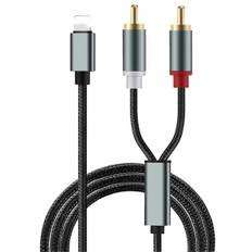 Lightning til RCA-kabel, lyd-aux-adapter, stereo Y-splitteradapter til udvalgte iPhone, iPad til strøm, bil, hjemmebiograf, højttaler