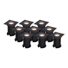 HOFTRONIC™ - 9er Set Ramsay - LED Bodeneinbaustrahler - Eckig Schwarz - GU10 2700K Warmweiß 5 Watt - IP67 Wasserdicht - Strahler für Garten, Terrassendielen & Einfart - 3 Jahre Garantie