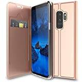 Verco mobilfodral för Samsung Galaxy S9 Plus, Premium bokväska flip fodral för Galaxy S9+ skal plånboksfodral pu läderväska [integrerad magnet], Rosa