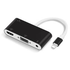 Lightning til HDMI/VGA adapter kabel - Sort - 10 cm