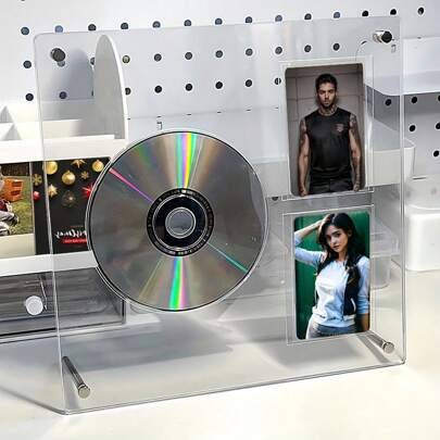 CD-skiva fotofram, högupplöst akryl displayställ, liten kort- och albumförvaringsbox dammtät, idol-album fotokort displayställ, fotofram, transparent - Genomskinlig ([1CD+1 kort] Bildskärmsställ,[1CD+2-kort] Displayställ,[1CD+4-kort] displayställ,Stativ för 2 kort)