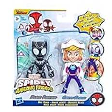 Marvel Spidey & His Amazing Friends Action Figures Superheroes + Villains (Choose Figure) (Black Panther & Ghost Spider 2 Pack (4 inch))