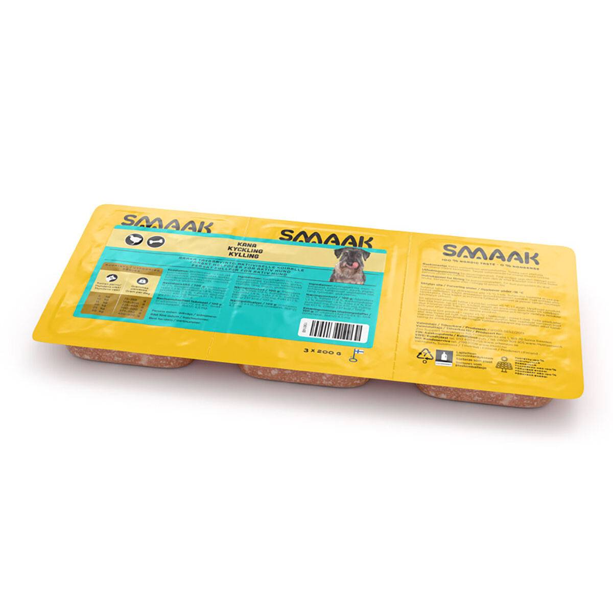 Smaak Raw Dog Complete Kyckling Active (3 x 200 g)