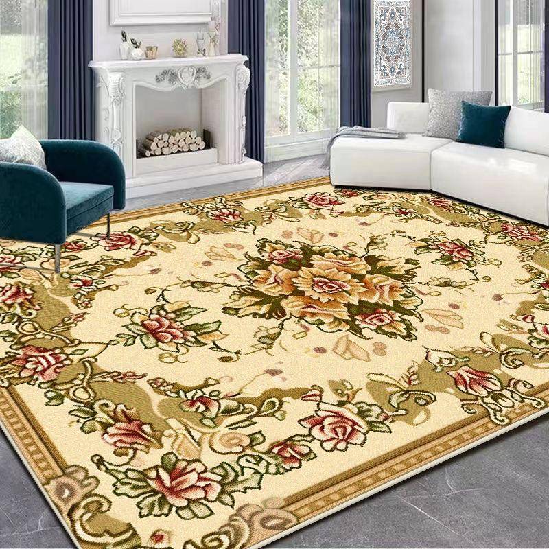 Europeisk Stil Guldiga Stora Vardagsrumsmattor Lyxdekoration Tvättbar Plysch Sovrumsmatta Lounge Tatami Halkfri Golvmatta 80*160cm