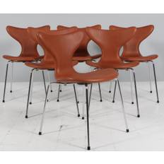 Arne Jacobsen Lilje seks stole model 3108, nybetrukket anilin læder